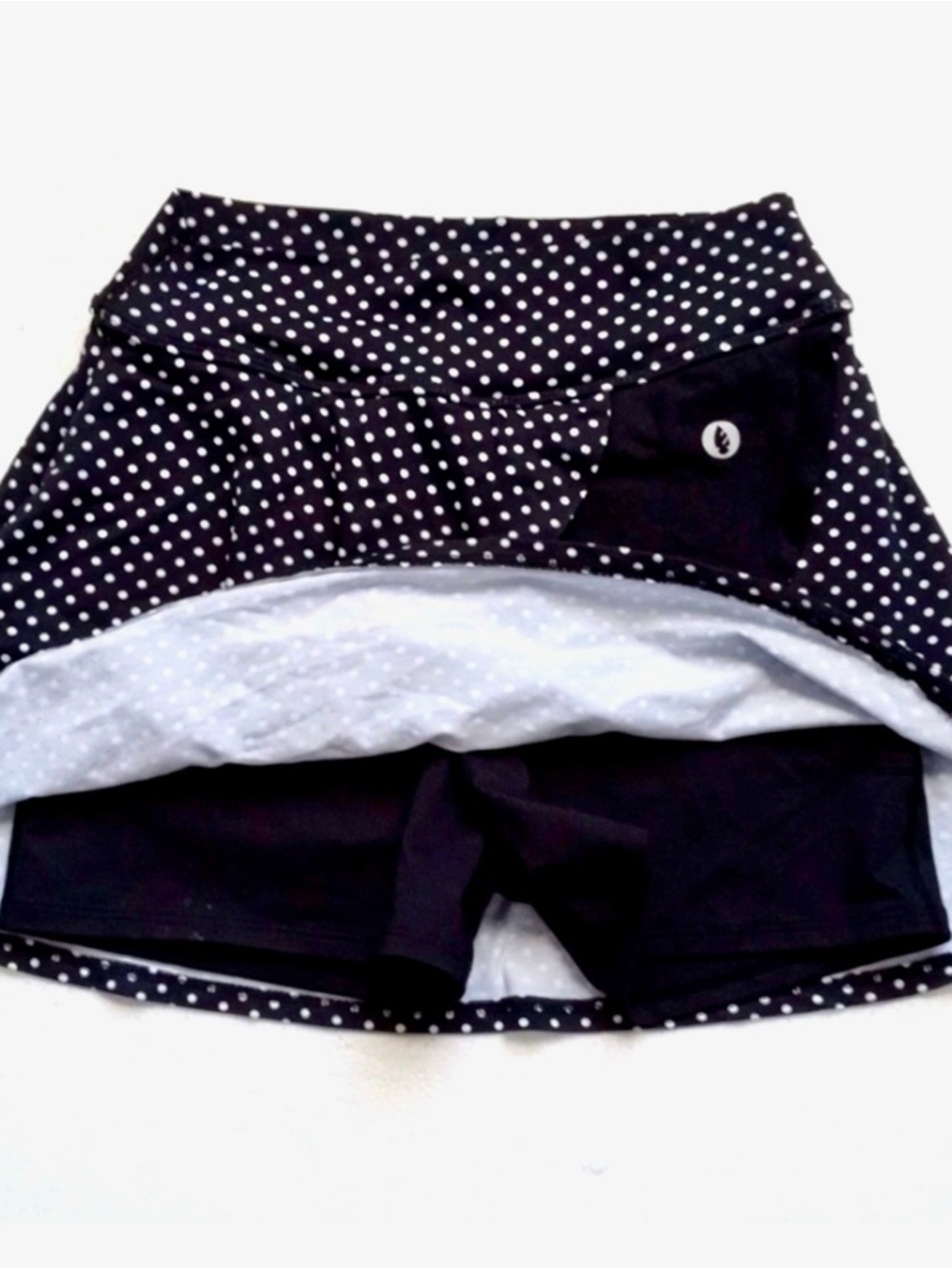 Black Polka Dot Mini Skirt - Layered Active Skort - Picture 3 of 7